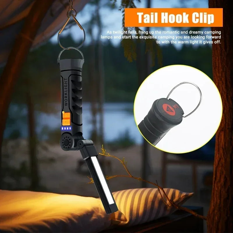 1pc COB LED Work Light Dimmable USB Rechargeable LED Flashlight Inspection Lamp With Magnet&Hook 14500/18650 Battery Torch light
