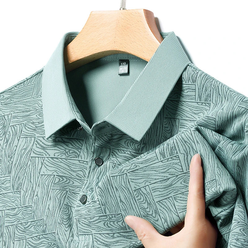 2026 Summer New Men's Business Print Short Sleeved POLO Shirt Comfortable and Cool Casual Fashion T-shirt