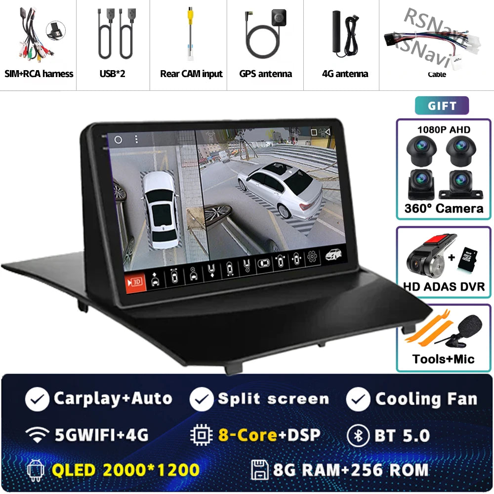 Plug and Play Android 16 Carplay Auto Qualcomm Screen Car Radio Player For Ford Fiesta 2011-2015 GPS DSP Stereo BT Navigation 4G