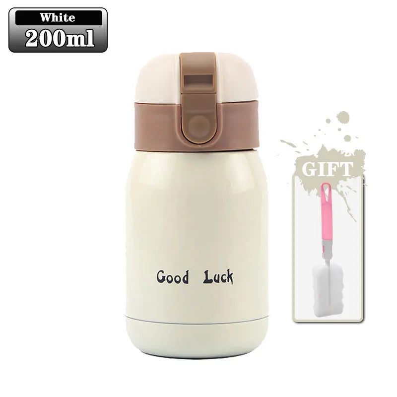 Wholesale 200ML Flip Top Thermal Mug Stainless Steel One Touch Kids Thermos Bottle Flask With Button Lid