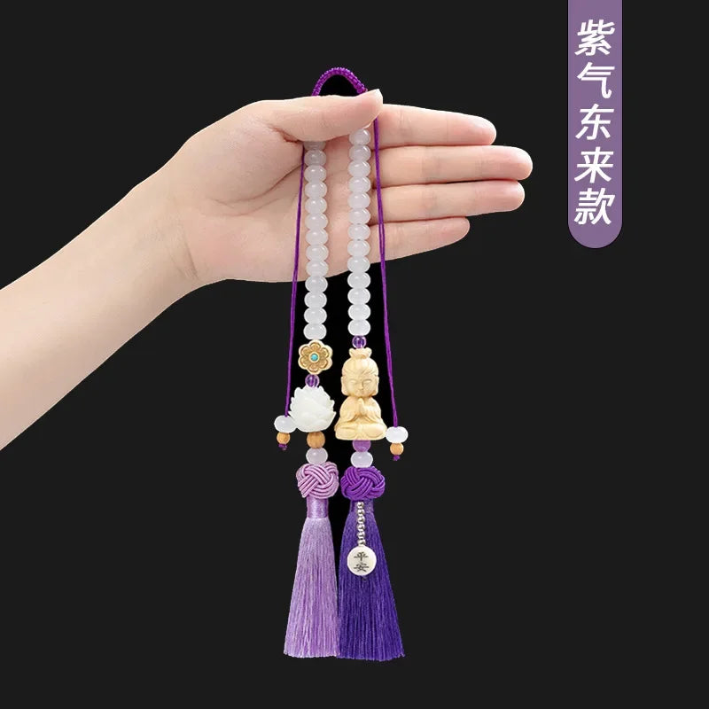 Chinese Traditional Culture Buddha Bodhi Car Pendant High-end Ping An Car Jewelry Car Lotus Rearview Mirror Pendant Oranments