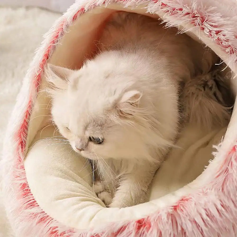 Round Plush Cat Bed Cushion - Warm Winter Basket for Cats, 40cm - photo 5
