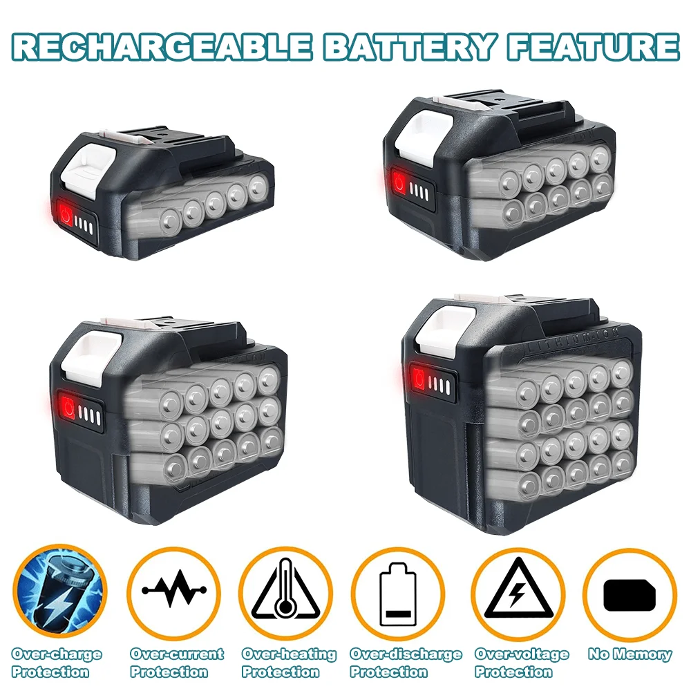 18V 21V 2.0 4.0 6.0Ah Rechargeable Lithium Battery For Makita Cordless Wrench Hammer Drill Angle Grinder Chainsaw Screwdriver