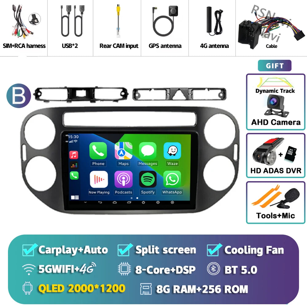 Car Stereo with Apple CarPlay & Android Auto, Compatible with VW Tiguan 1 NF (2006-2016)
