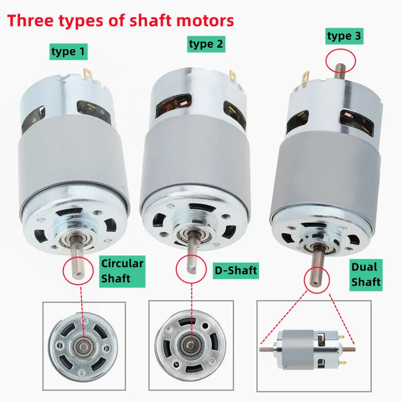 775 DC Motor 12V 24V 3000RPM-12000RPM Large Torque Micro Electric Motors for Drill Screwdriver Circular/D-Shaft/Dual Shaft