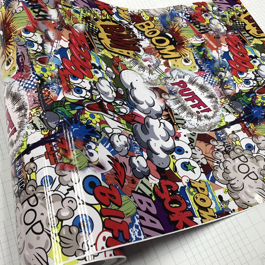 Skull Graffiti Stickerbomb Car Wrap — Vinyl Film, Air-Release
