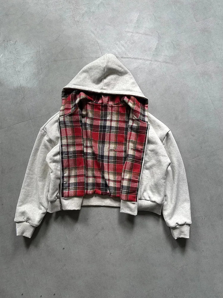 Women's Reversible Plaid Zip-Up Hoodie