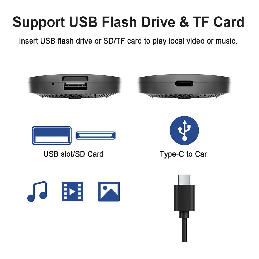 Android 13 CarPlay AI Box — Wireless CarPlay & Android Auto Adapter with Streaming App Support