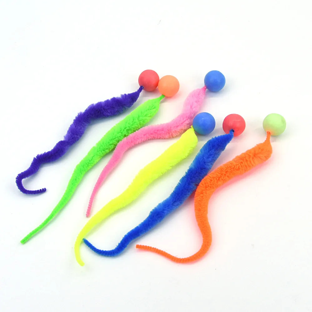 Bouncing Caterpillar Cat Toy - Colorful Elastic Teasing Ball – photo 7