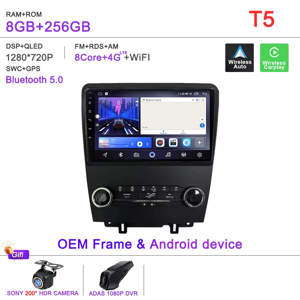 Car Stereo with Apple CarPlay & Android Auto, Compatible with Ford Mustang (2010-2014)