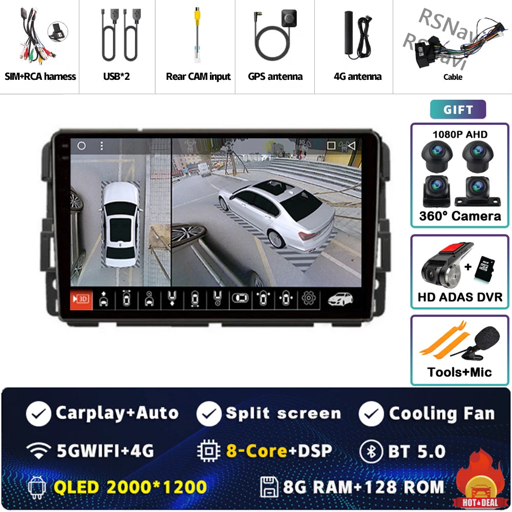 Android 16 Carplay Car Radio for Chevrolet Silverado Impala GMC Yukon Acadia Sierra Multimedia Video Player Navigation Stereo BT
