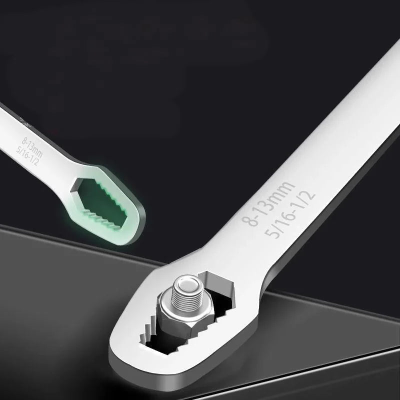 Dual-Head Multi-Size Adjustable Wrench: 4-34mm & 14-22mm Stainless Steel Spanner for Nuts & Bolts