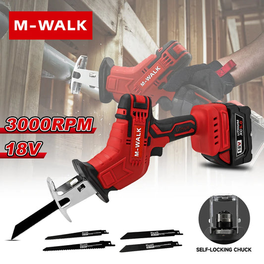 M-WALK Cordless Reciprocating Saw 18V — Wood & Metal Cutting (Compatible with Milwaukee 18V Battery)