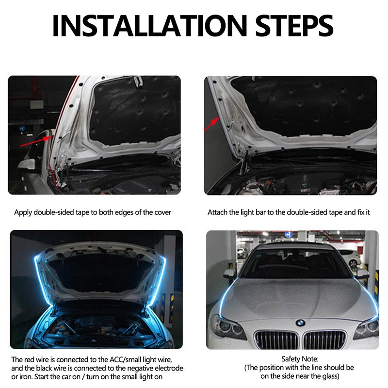 RXZ LED Daytime Running Light – Car Hood Decorative DRL Ambient Lamp 12V Scan Start Effect