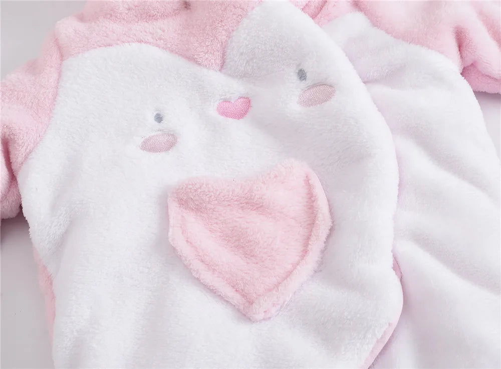 Baby Girl Hooded Cartoon Romper - Thick Long Sleeve Winter Jumpsuit - photo 5