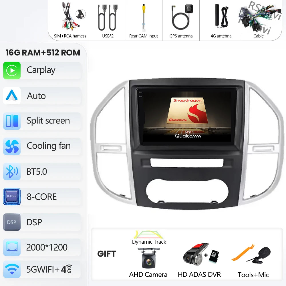 Android Car Radio Head Unit with CarPlay for Mercedes-Benz Vito W447 (2014-2020)