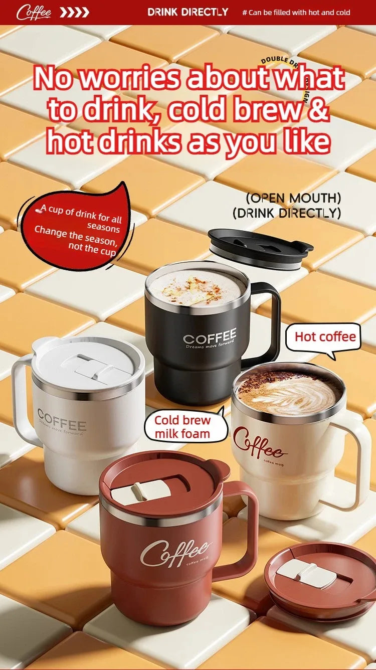 400ML Double Layer Coffee Mug 304 Stainless Steel Sealed Drinking Cup For Cold And Hot Water Insulated Milk Coffee Cup Drinkware