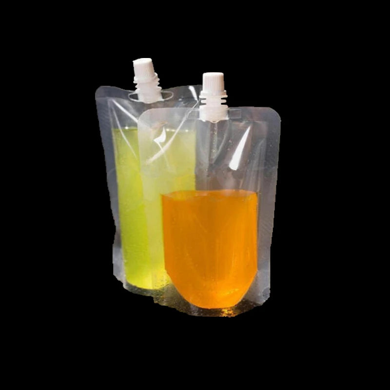 100ml-500ml Travel Drink Spout Pouches Transparent Plastic Bags Sealed Juice Storage Beverage  Ice Cold Drink Pouch Portable