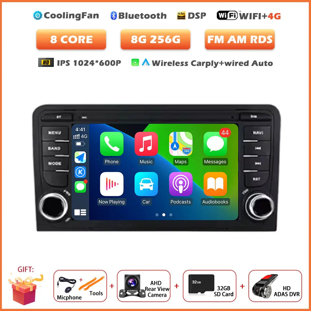 Car Stereo with Apple CarPlay & Android Auto, Compatible with Audi A3 8P, RS3 Sportback & S3 8P