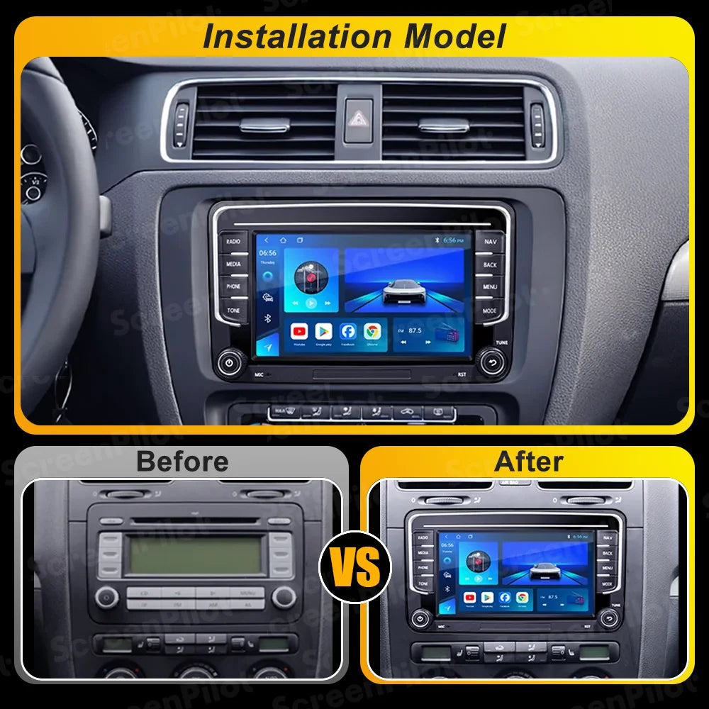 Car Stereo with Apple CarPlay & Android Auto, Compatible with VW CC, Passat B7, Polo, Golf 5 6 & Jetta