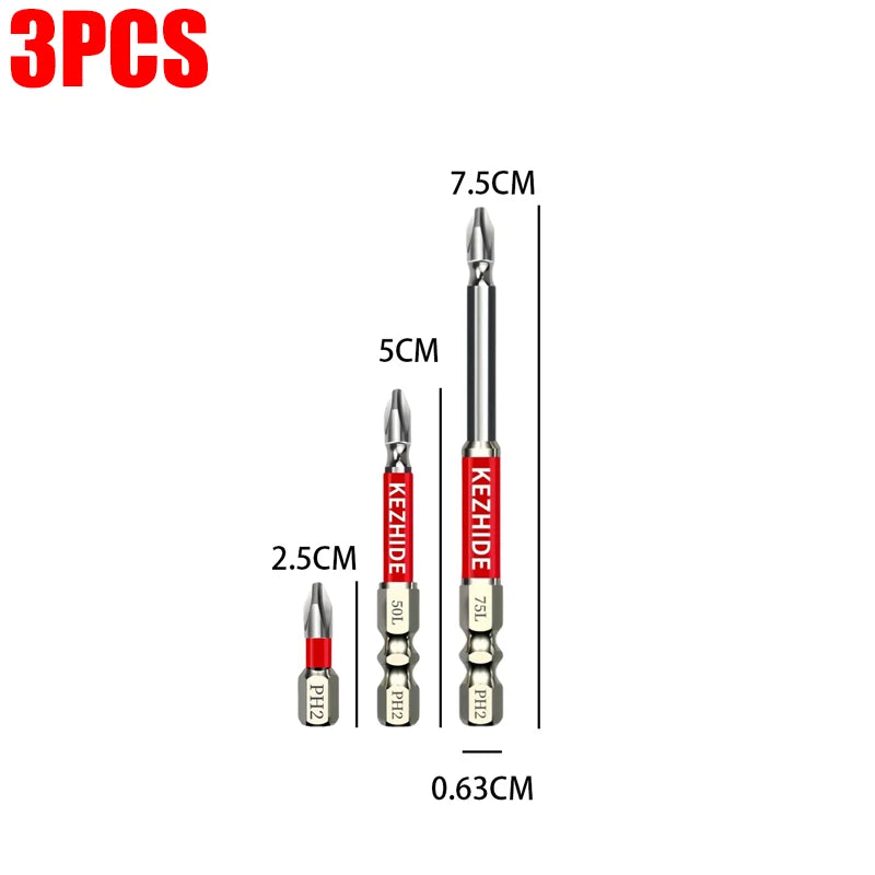 High Magnetic Screwdriver Drill Bit Set Universal Anti-Slip Teeth Phillips Magnetic Electric Screwdriver Set Lengths 25-150mm