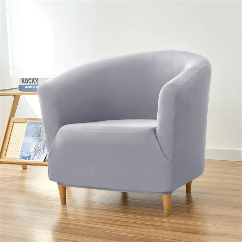 1PC Stretch Club Chair Cover Water Repellent Solid Color Arc Sofa Covers Single Removable Seat Slipcover Hotel Bar Counter Decor