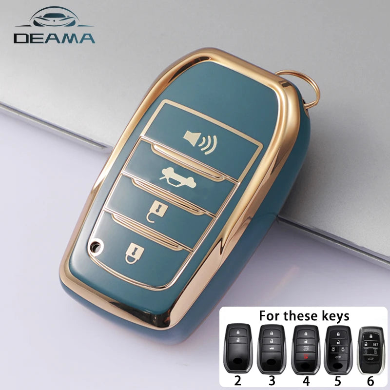 2 3 4 Buttons TPU Car Key Case Cover for Toyota Land Cruiser 200 300 Fortuner Camry Prado Crown TLK 200 Yaris Cross Hilux Innova