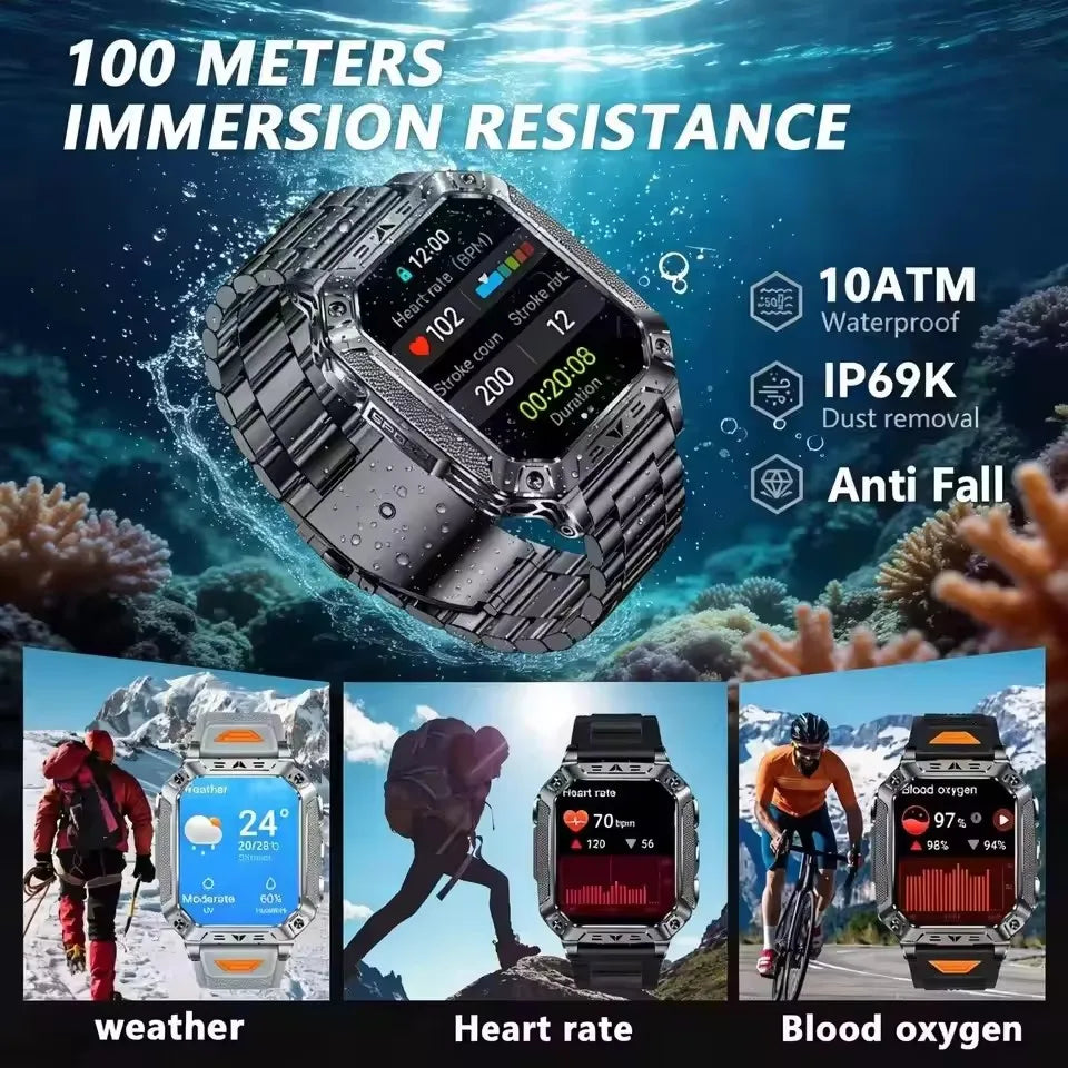Rugged Smart Watch — 1500mAh, 10ATM Waterproof, BT Calling