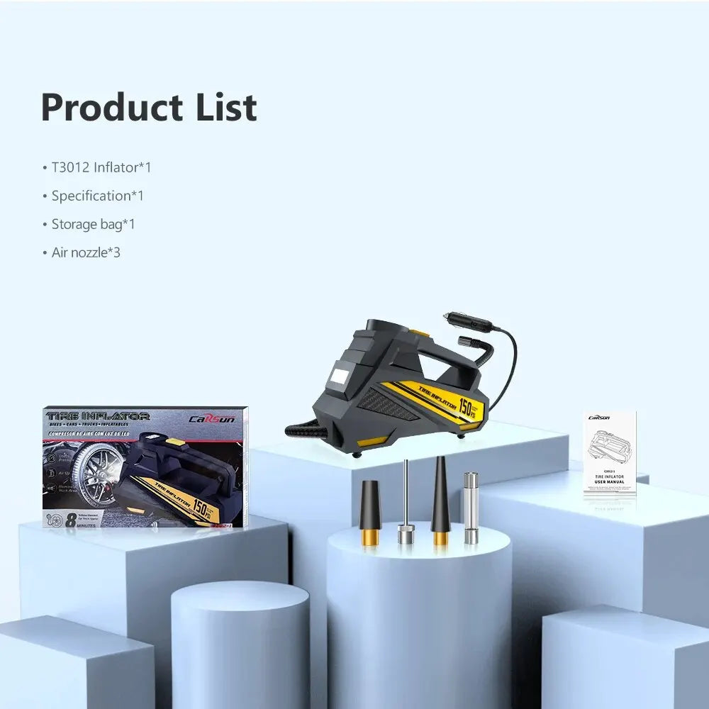 Corded Portable Car Air Pump tool Upgraded 12V 150PSI Electric Tire Inflator Pump Motorcycle Bike Ball LED Light Car Air Compressor ,tool