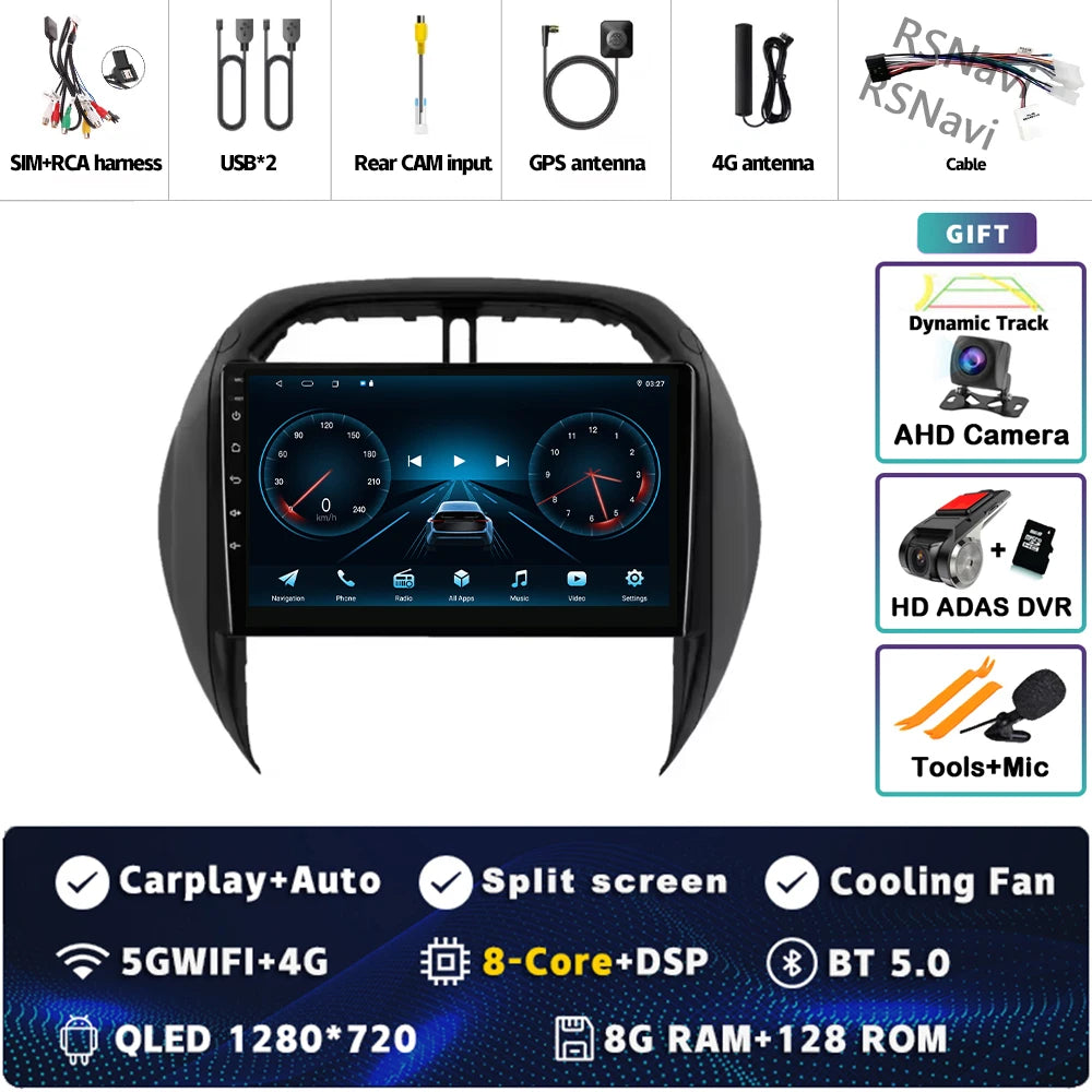 Android 16 For Toyota RAV4 2 CA20 CA20W XA20 2003 - 2005 2K QLED Stereo Car Radio Multimedia Video Player GPS 4G CarPlay
