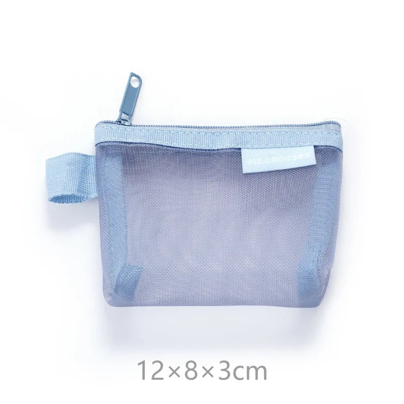 Coin Organizer Bag Mesh Cute Purse Key Lipstick Nylon Cards Pouch Coin Bag Small Item Storage Mini Cosmetic Bag Office Case