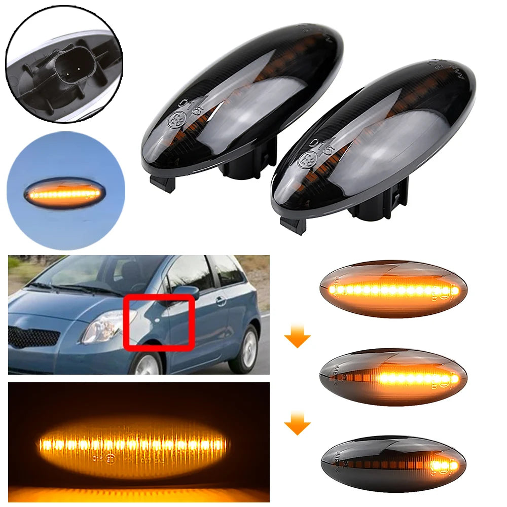 1 Pair LED Car Dynamic Side Marker Blinker Light For Toyota Yaris COROLLA Auris Mk1 E15 RAV4 Mk3 Etios Scroll Turn Signal Lamp