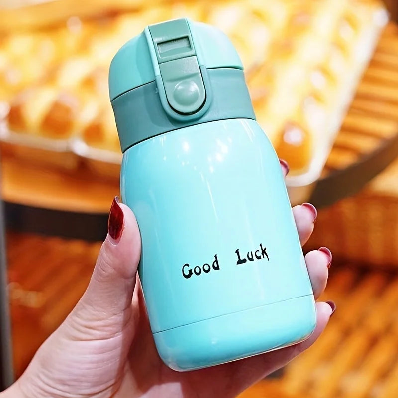 Wholesale 200ML Flip Top Thermal Mug Stainless Steel One Touch Kids Thermos Bottle Flask With Button Lid