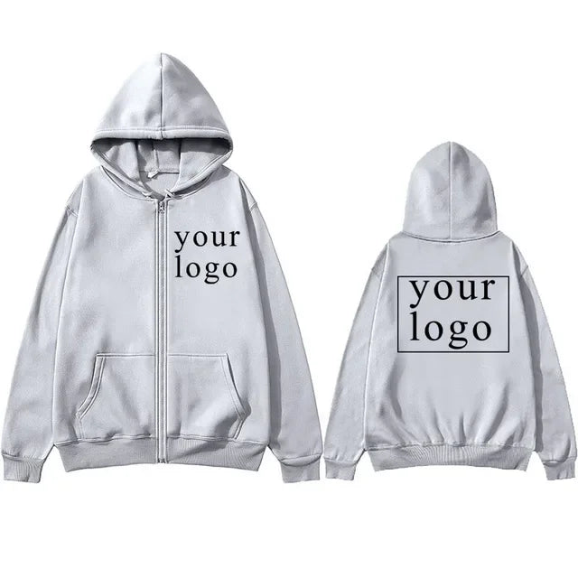 Custom Print Zip-Up Hoodie, Add Your Own Photo or Logo