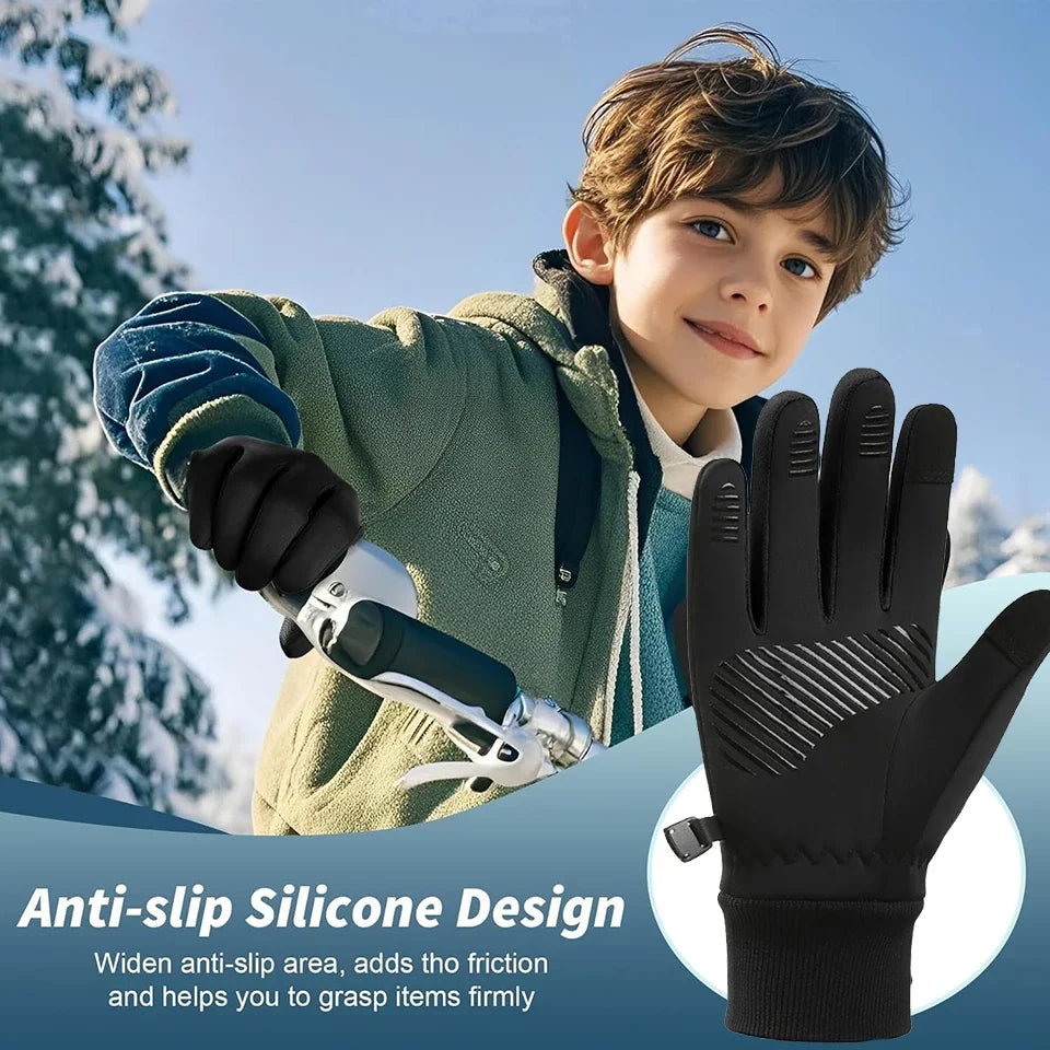 Kids Touchscreen Winter Gloves - Anti-Slip Fleece Sports Gloves - photo 3