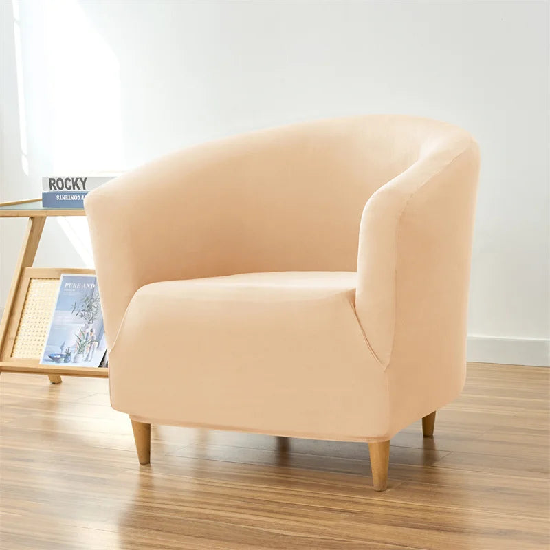 1PC Stretch Club Chair Cover Water Repellent Solid Color Arc Sofa Covers Single Removable Seat Slipcover Hotel Bar Counter Decor