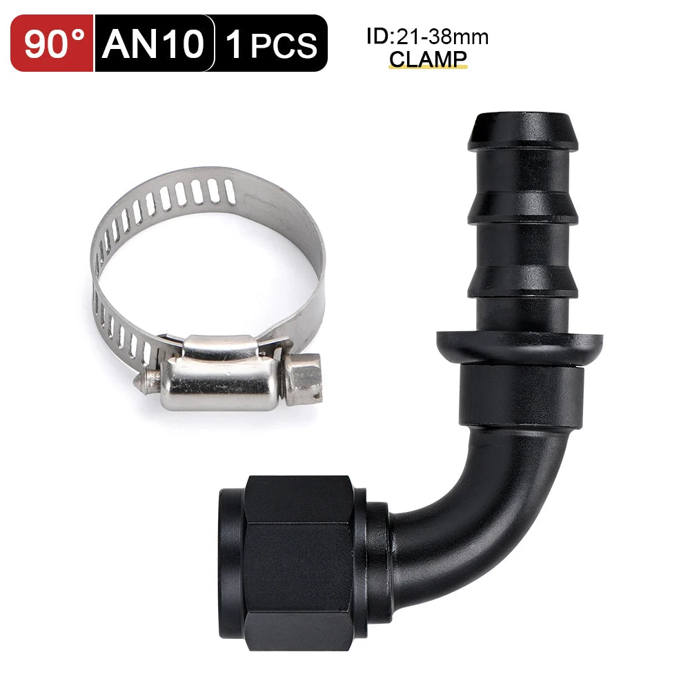 Universal AN6 AN8 AN10 Push-on Hose End Fittings Fuel Oil Cooler Hose Fitting 0 45 90 180 Degree Reusable Connection Adapter