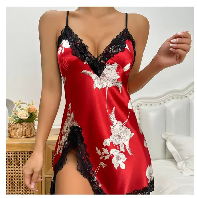 Ice Silk Slip Nightgown — Breathable Summer Lounge Dress for Women