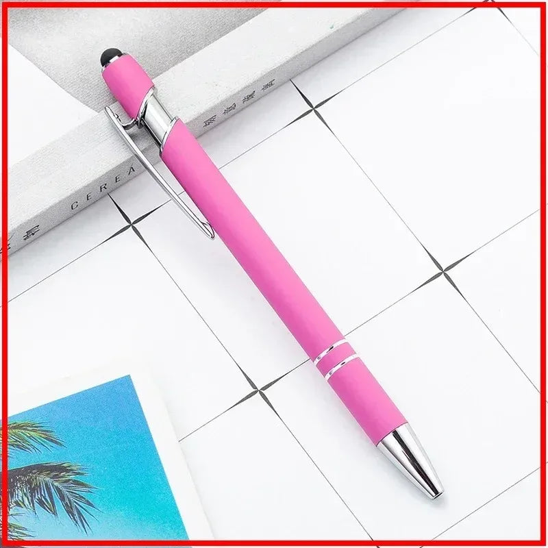 50pcs Light Metal Ballpoint Pen Touch Screen Pen Office School Advertising Pen Custom Logo Text Engraving Laser Engraving