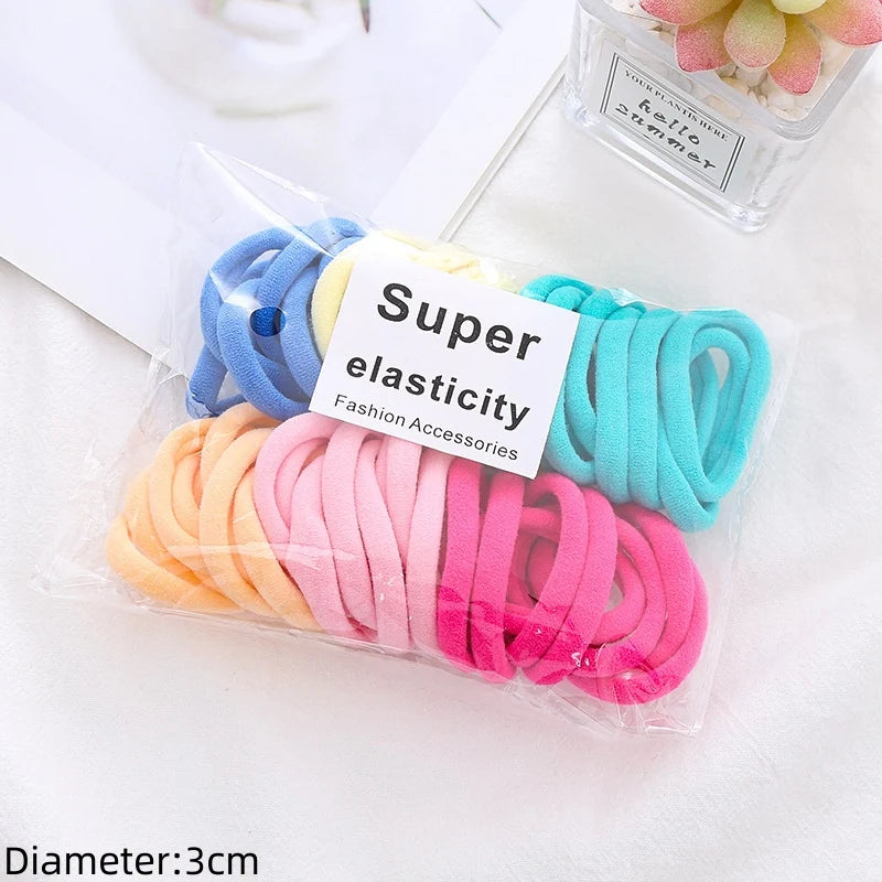 50pcs Black Elastic Hair Band Leagues Ties Colets Scrunchies Springs Gum Accessory For Girl Women No Damage Pigtails Holder Set