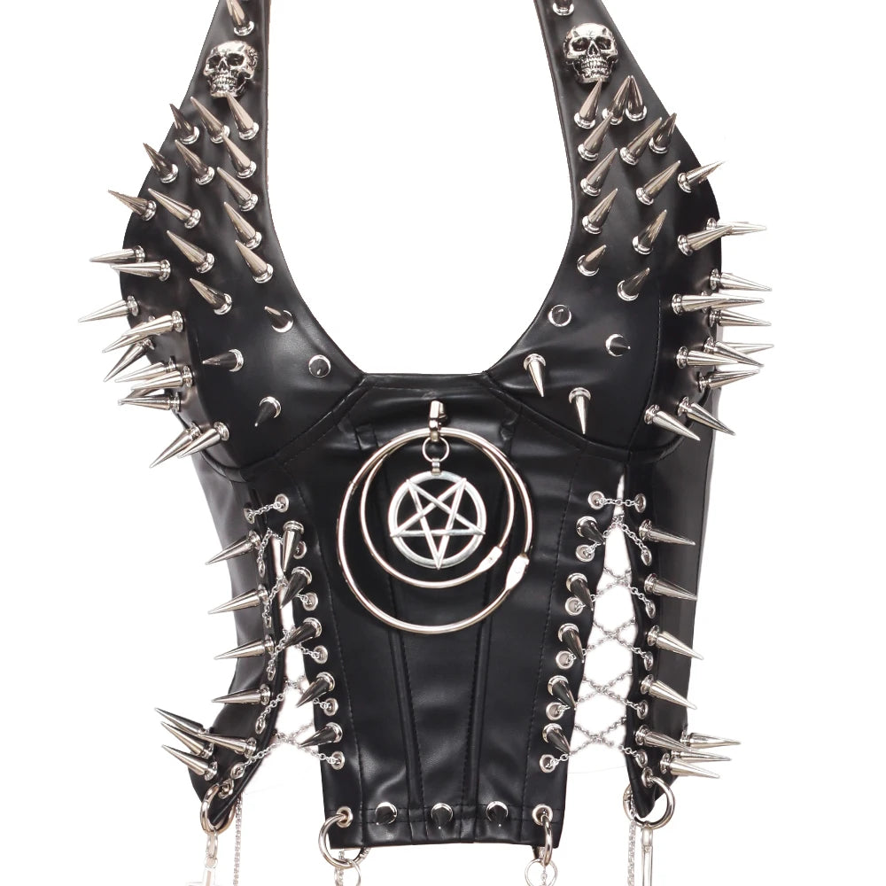 Women's Studded Y2K Grunge Tank Top — Gothic Spiked Cami