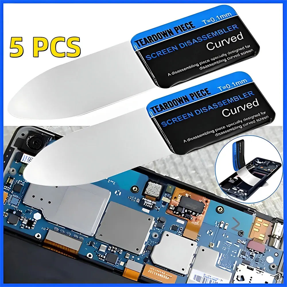 Mobile Phone Curved 1-5Pcs LCD Screen Spudger Opening Pry Card Tools Ultra Thin Flexible Mobile Phone Disassemble Steel Metal