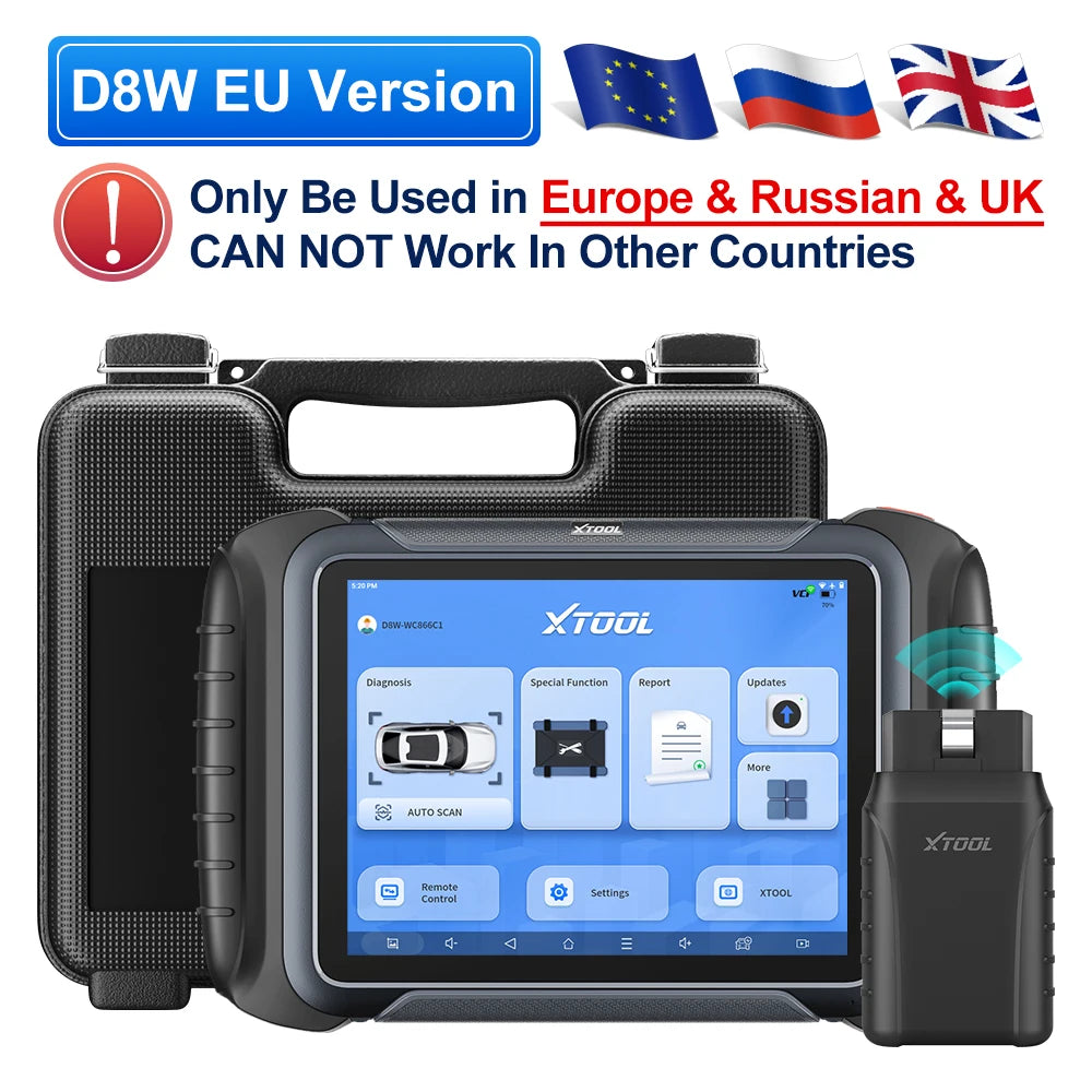 XTOOL D8W Bluetooth Diagnostic Tool Automotive Scanner ECU Coding Key Programming Topology Map 42+ Reset Service CANFD DOIP
