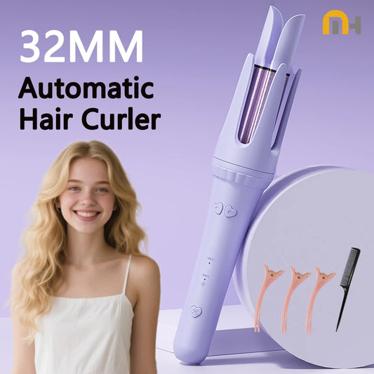 32mm Ceramic Curling Iron Wand - Electric Hair Curler for Loose Curls