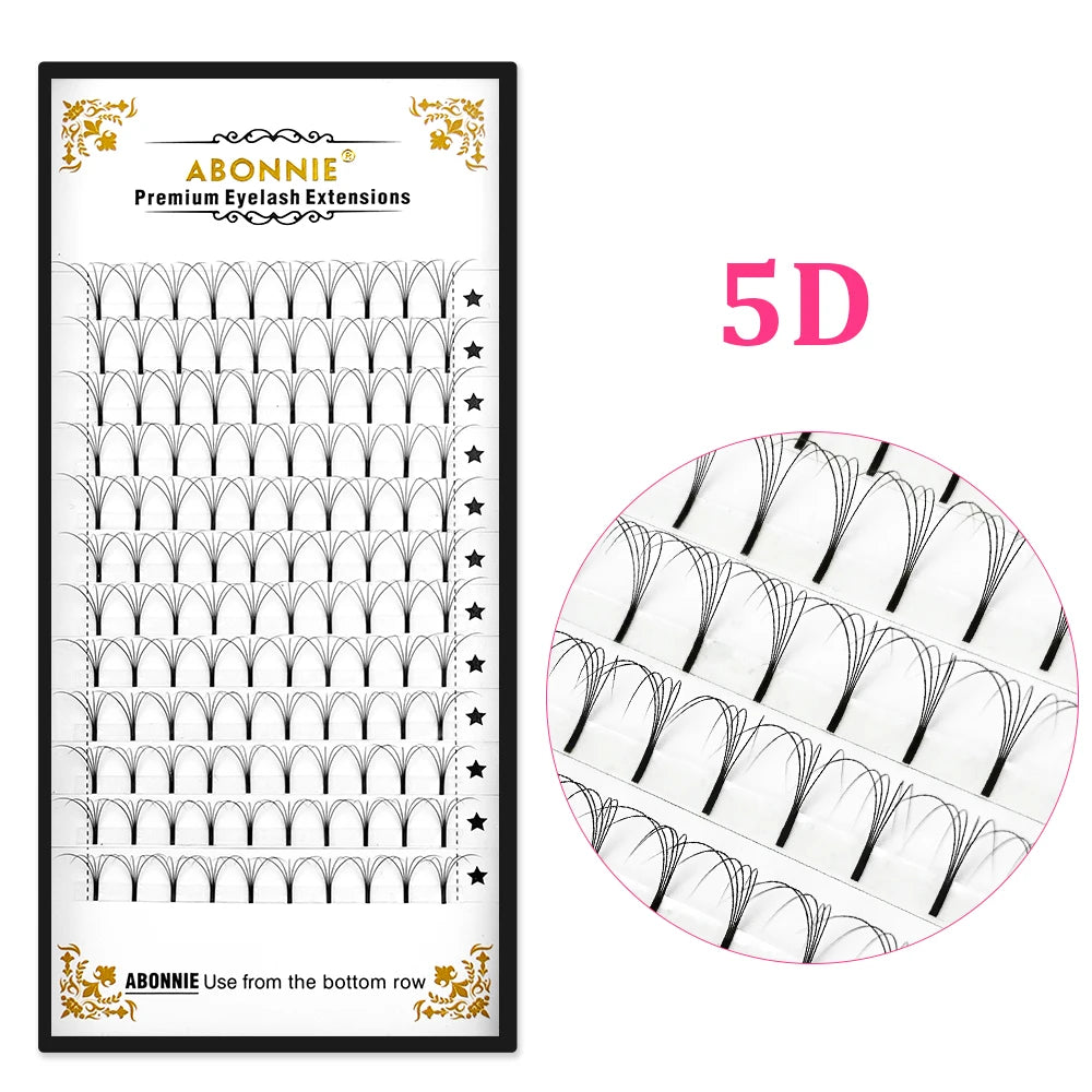 Abonnie 3D/4D/5D/6D Premade Volume Fans Fluffy Lashes Long Stem Russian Volume Eyelashes Extension All Size Fans