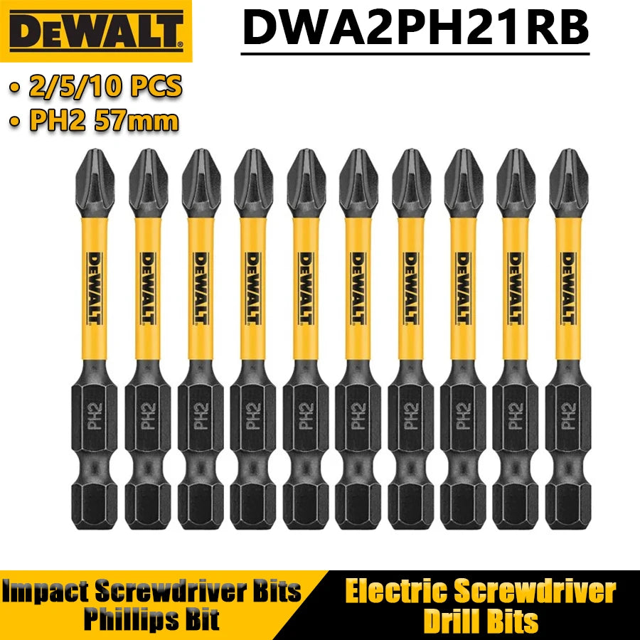 DEWALT PH2 Impact Screwdriver Bits 57mm, 10 Pc Phillips Set