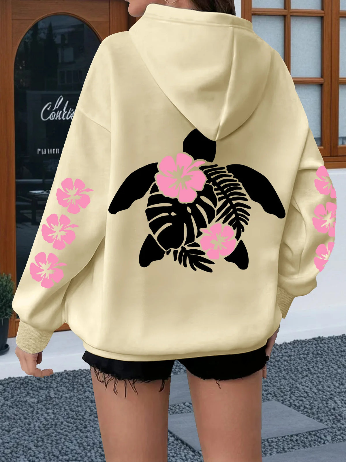 Women's Animal Print Hooded Sweater - Casual Pullover Top - photo 4