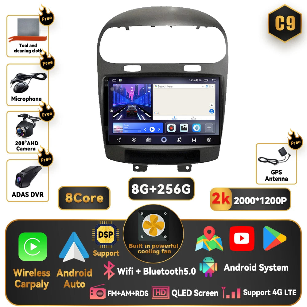 Car Stereo with Apple CarPlay & Android Auto, Compatible with Dodge Journey JC (2011-2020)