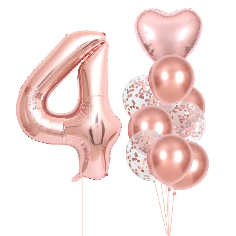 40 Inch 0-9 Rose Gold Number Balloons Set Birthday Party Wedding Celebration Ceremony Wedding Room Decoration Supplies