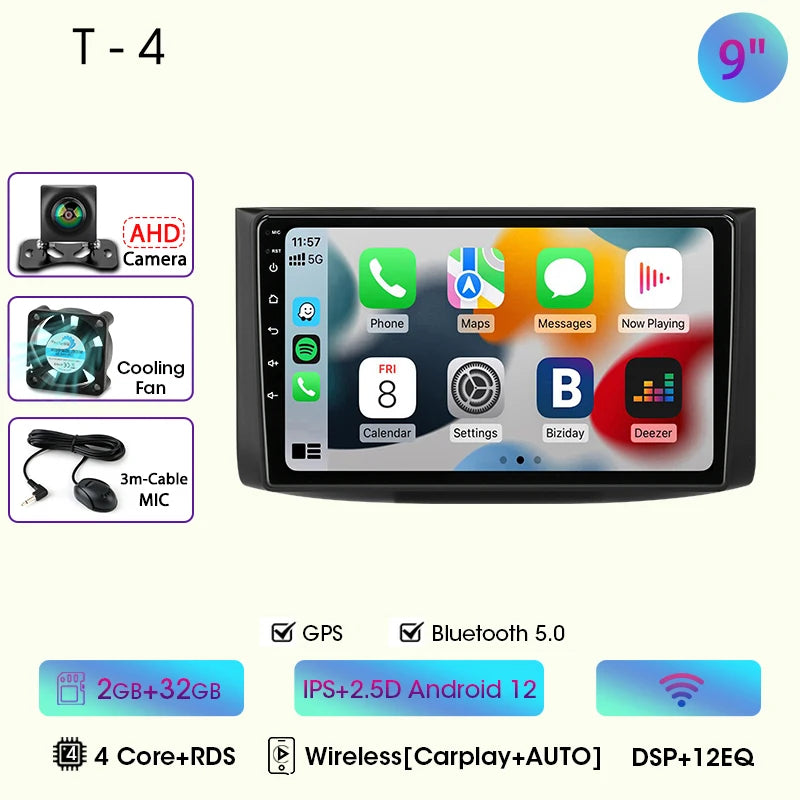 JMCQ Car Radio For Chevrolet Aveo 2006 2007 2008 2009 2010 2011 2012 2din Android12 Carplay Multimidia Video Player Head Unit